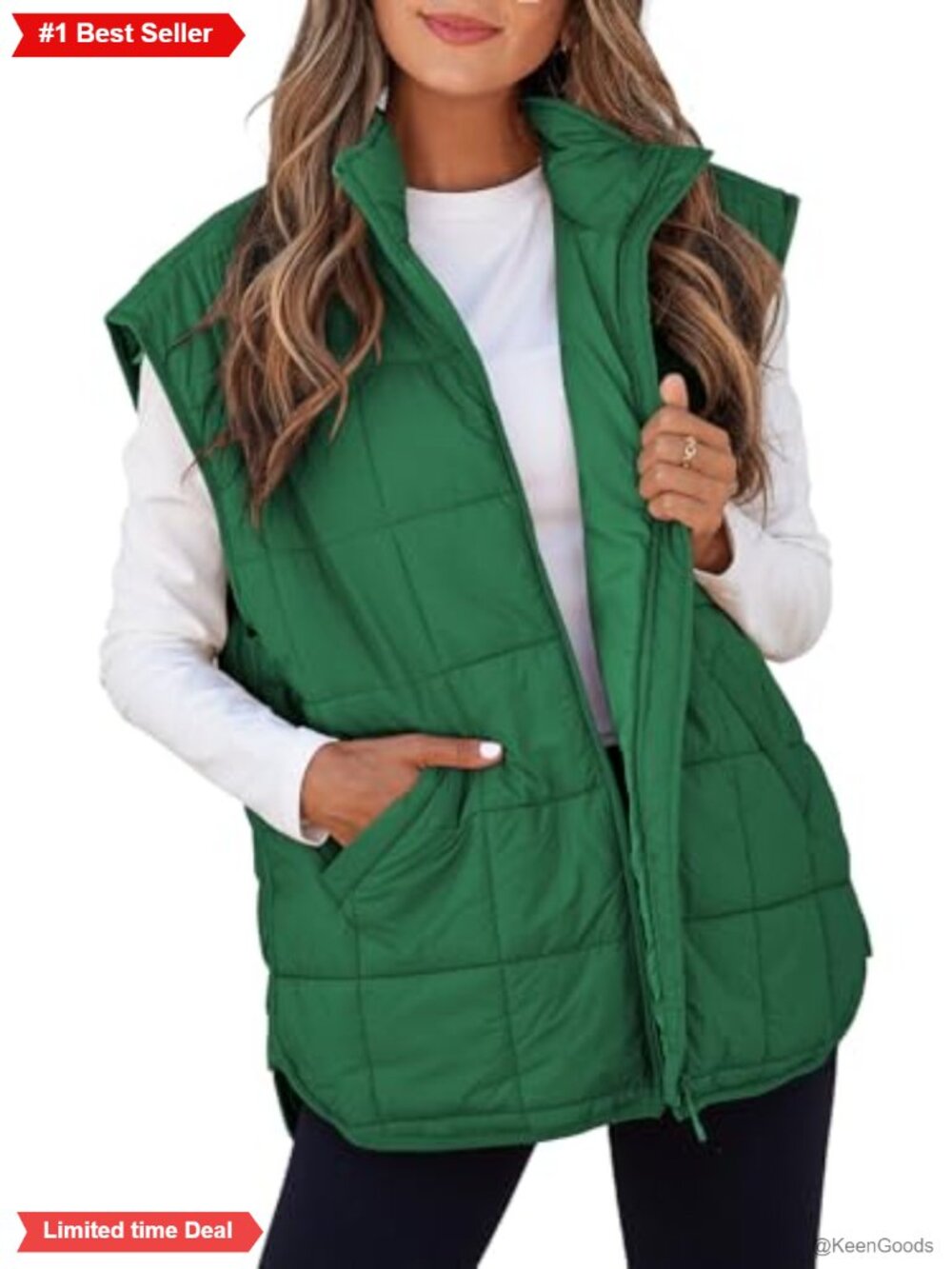 EVALESS Women Puffer Vest Quilted Zip Up Cap Sleeve Top